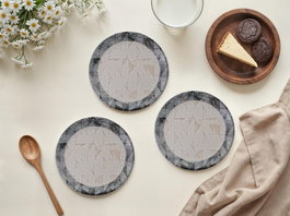 Hermia Juego de Platos para Postre Grey Pattern de 6 Piezas en Porcelana, Gris, Negro y Beige